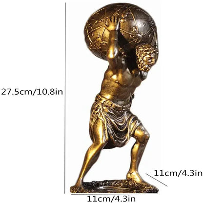 Atlas resin statue bronze greek titan celestial globe living room decor