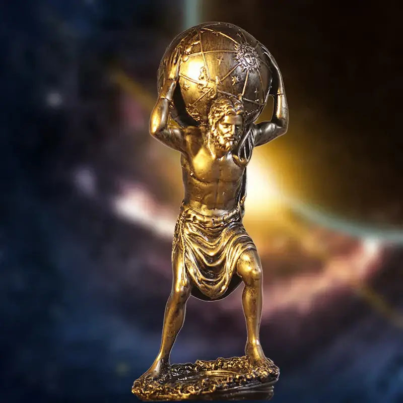 Atlas resin statue bronze greek titan celestial globe living room decor