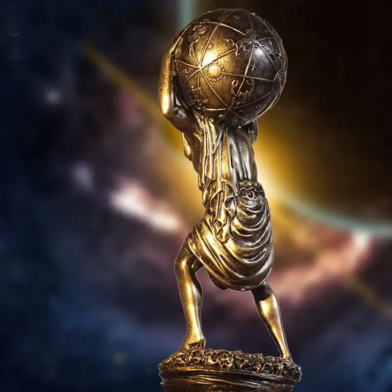 Atlas resin statue bronze greek titan celestial globe living room decor