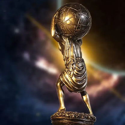 Atlas resin statue bronze greek titan celestial globe living room decor
