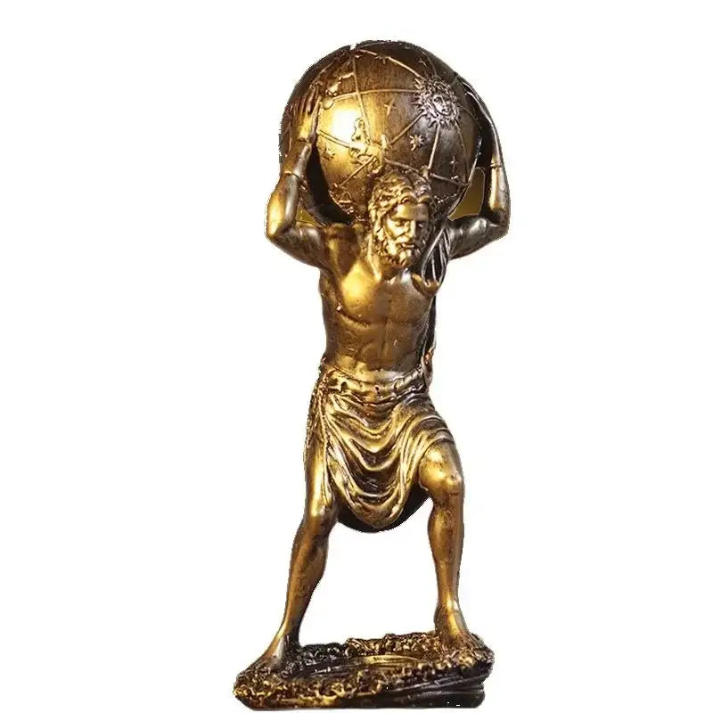 Atlas resin statue bronze greek titan celestial globe living room decor