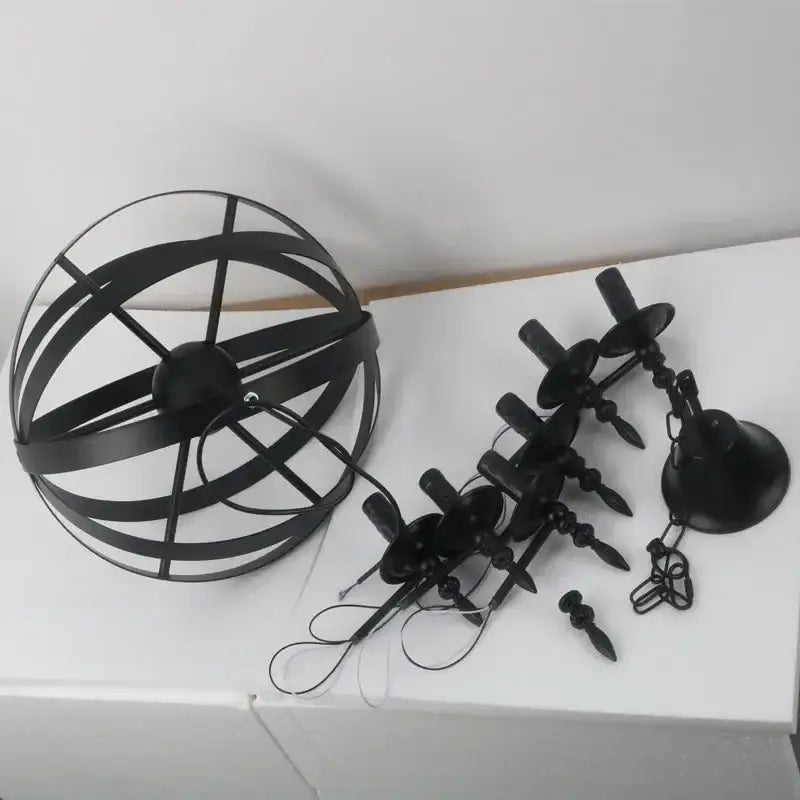 Atomic black iron pendant light living room eight bulb chandelier