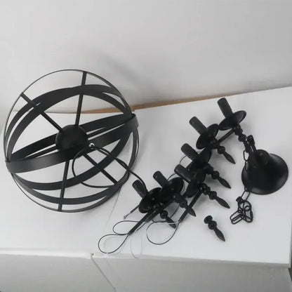 Atomic black iron pendant light living room eight bulb chandelier