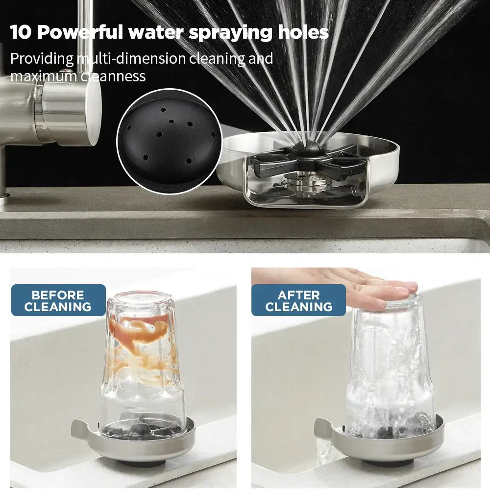 Automatic black plastic glass rinser for kitchen home bar