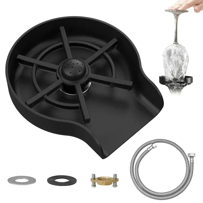 Automatic black plastic glass rinser for kitchen home bar