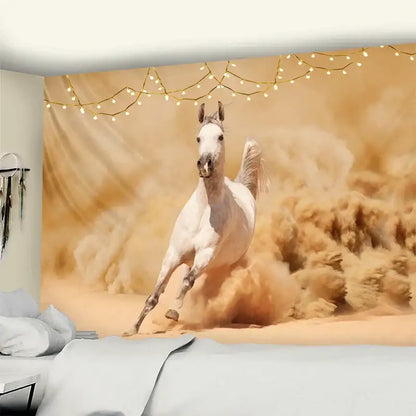 Autumn nature galloping horse tapestry wall hanging living room decor