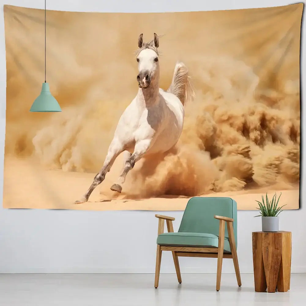 Autumn nature galloping horse tapestry wall hanging living room decor