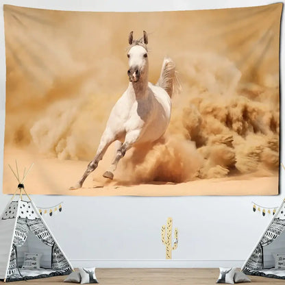 Autumn nature galloping horse tapestry wall hanging living room decor