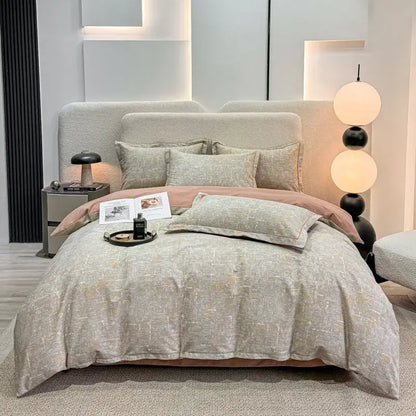Autumnal leaf cream brushed cotton duvet cover set bedroom
