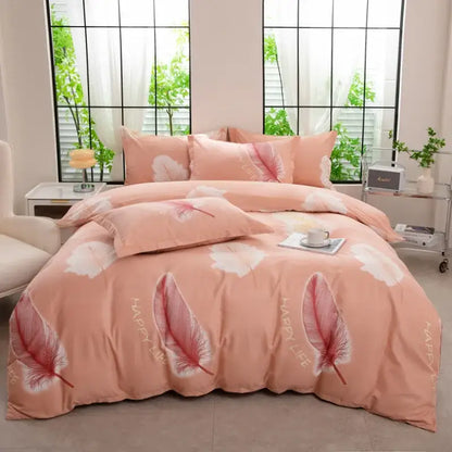 Autumnal leaf cream brushed cotton duvet cover set bedroom