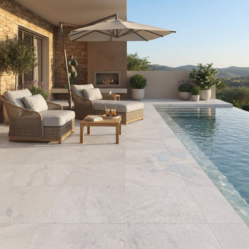 Calacatta T Rustic Textured Marble Tiles 24x24
