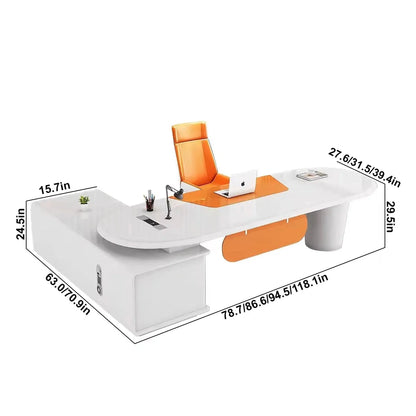 Gauss · White L-Shaped Executive Desk