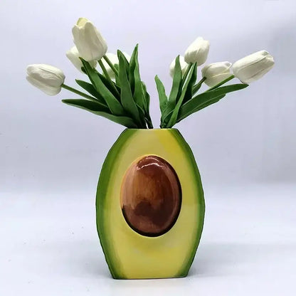 Avocado ceramic vase green and yellow living room decor craft pot