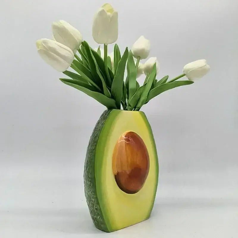 Avocado ceramic vase green and yellow living room decor craft pot