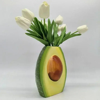Avocado ceramic vase green and yellow living room decor craft pot