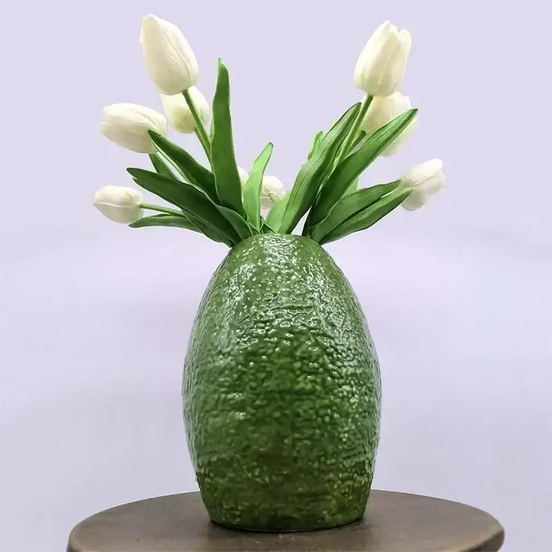 Avocado ceramic vase green and yellow living room decor craft pot