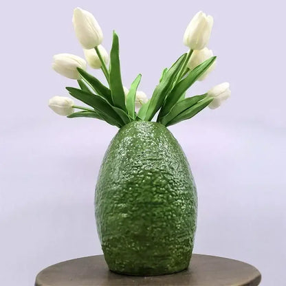 Avocado ceramic vase green and yellow living room decor craft pot