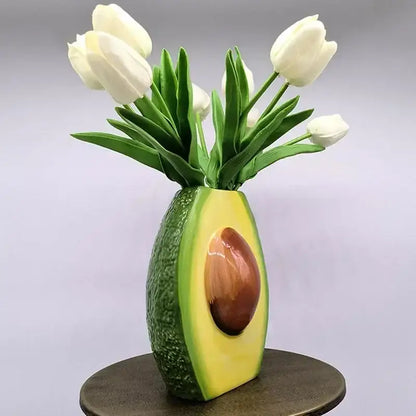 Avocado ceramic vase green and yellow living room decor craft pot