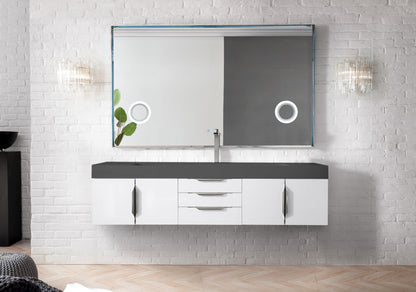 James Martin Mercer Island 72" Floating Single Bathroom Vanity, Glossy White