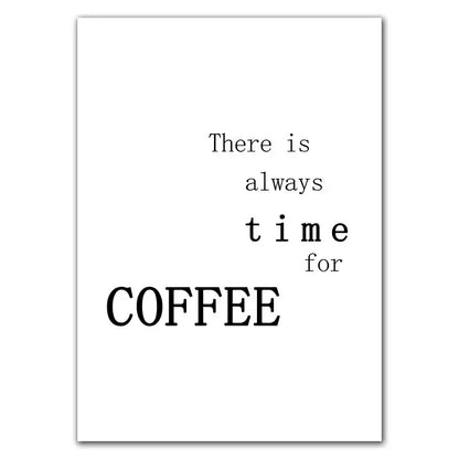 Awakened aromas canvas print black & white kitchen coffee wall art