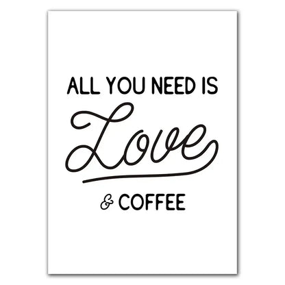 Awakened aromas canvas print black & white kitchen coffee wall art