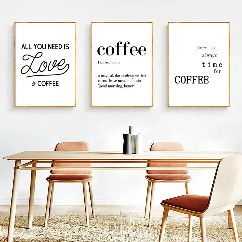 Awakened aromas canvas print black & white kitchen coffee wall art