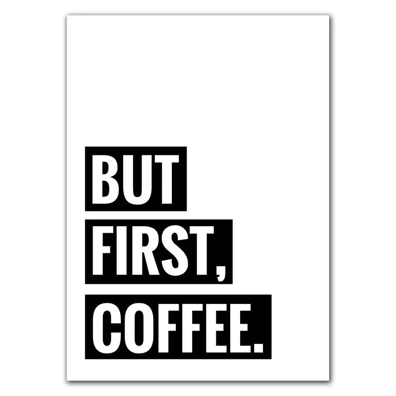 Awakened aromas canvas print black & white kitchen coffee wall art