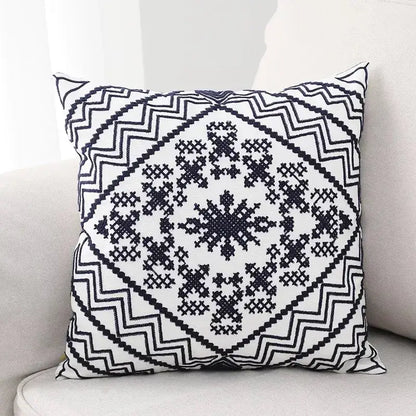 Aztec embroidery canvas cushion cover living room throw pillow