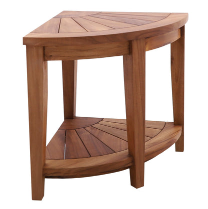 Tanzania Oiled Teak Shower and Bath Corner Stool with Shelf - 17.5"