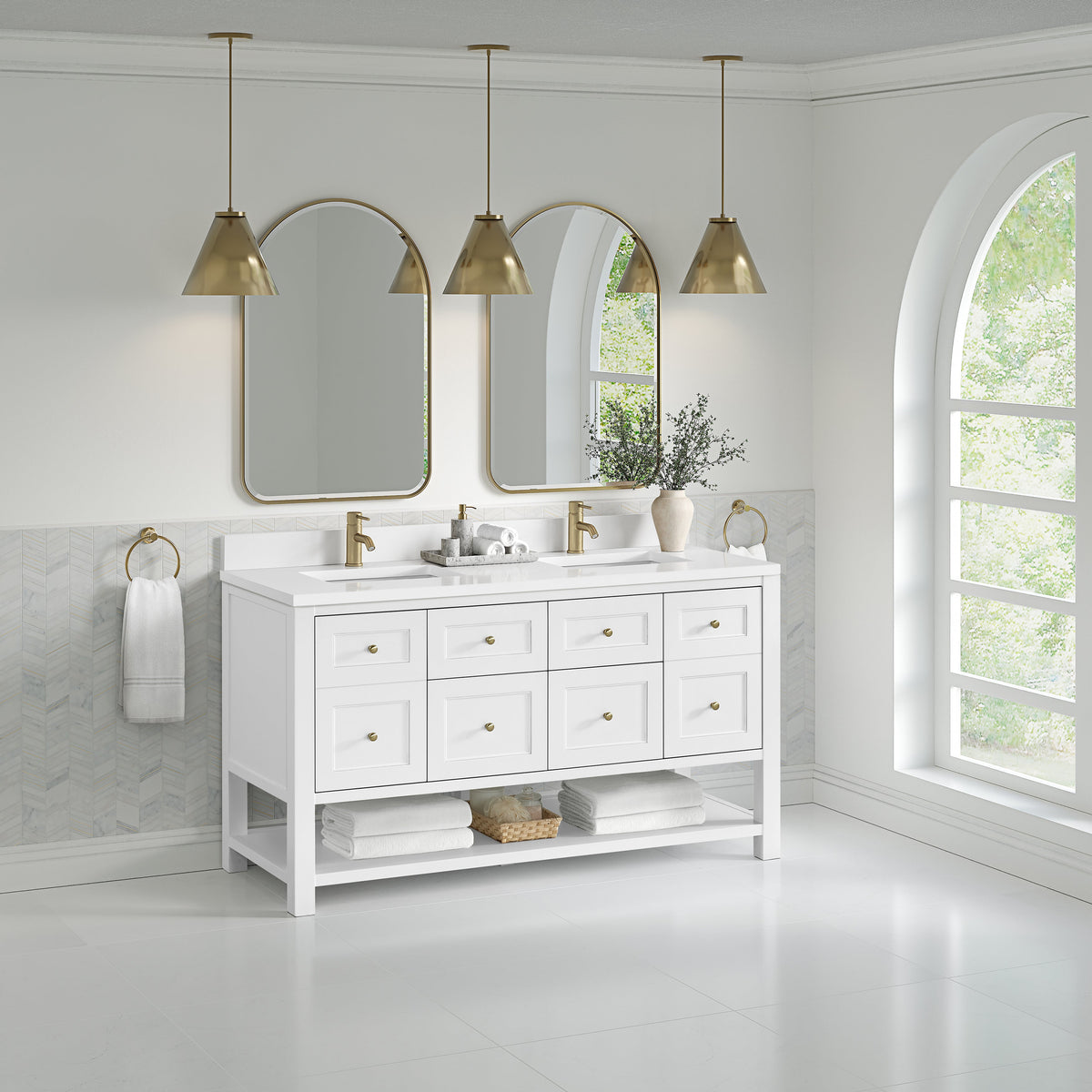 James Martin Breckenridge 60" Double Bathroom Vanity, Bright White
