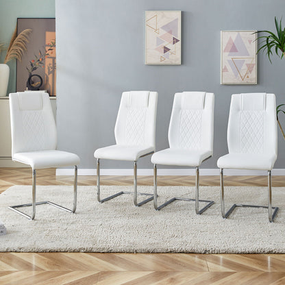 Modern Dining Chairs With Padded Seat, Metal Legs