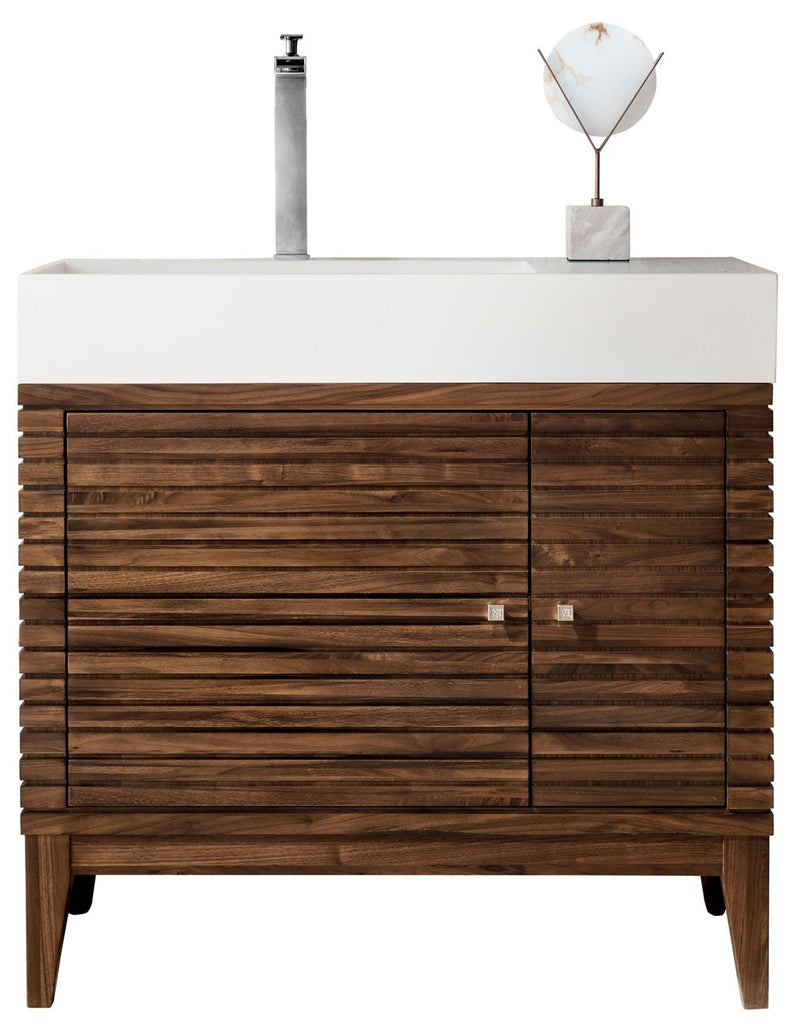 James Martin Linear 36" Single Bathroom Vanity, Mid-Century Walnut