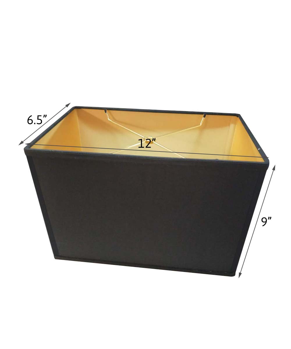 Rectangular Drum Lampshade (6.5x12) (6.5x12) x 9 Softback Black Shantung Fabric