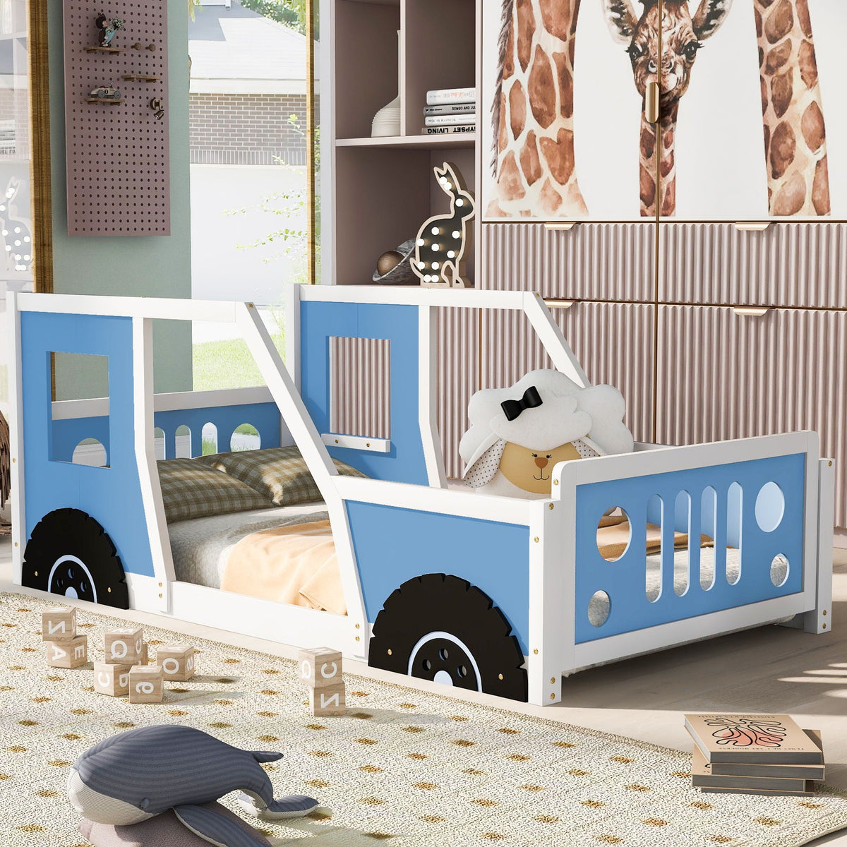 Classic Car Shaped Platform Bed With Wheels