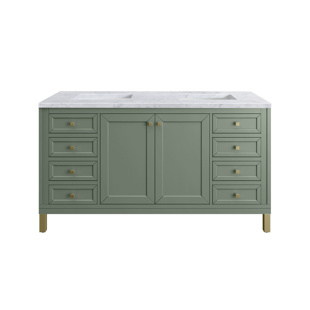 James Martin Chicago 60" Double Bathroom Vanity, Smokey Celadon