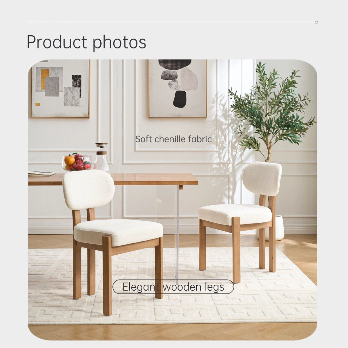 Dining Chairs With Ergonomic Backrest And Adjustable Feet (Set of 2)