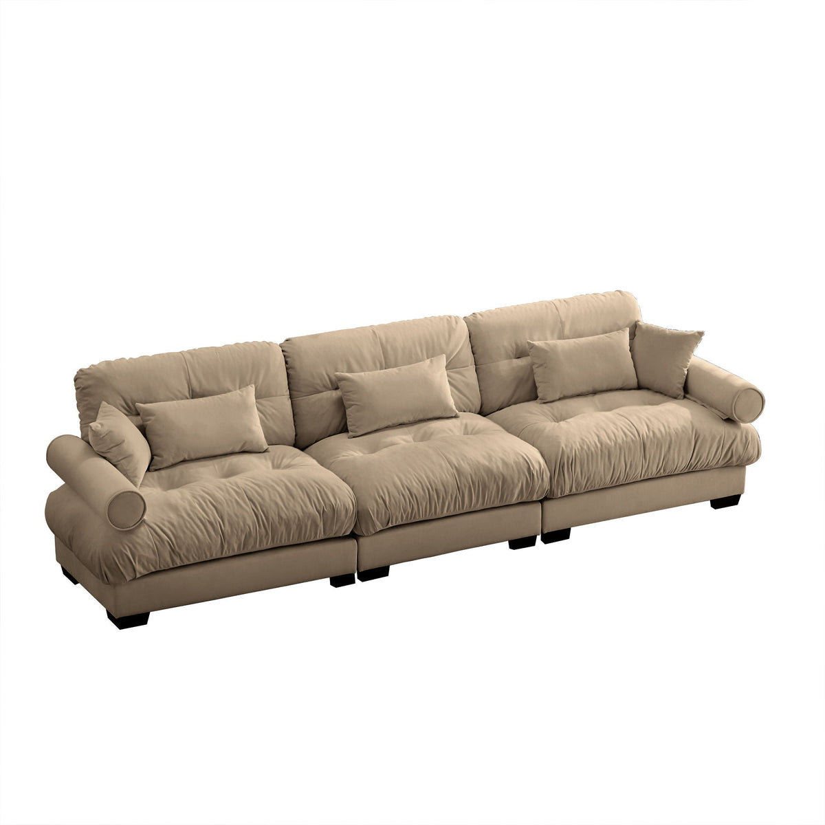 Modern Oversize Sofa With Cloud Like Comfort, Featuring Waist And Throw Pillows