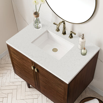 James Martin Amberly 36" Dual Mount Single Bathroom Vanity, Mid-Century Walnut