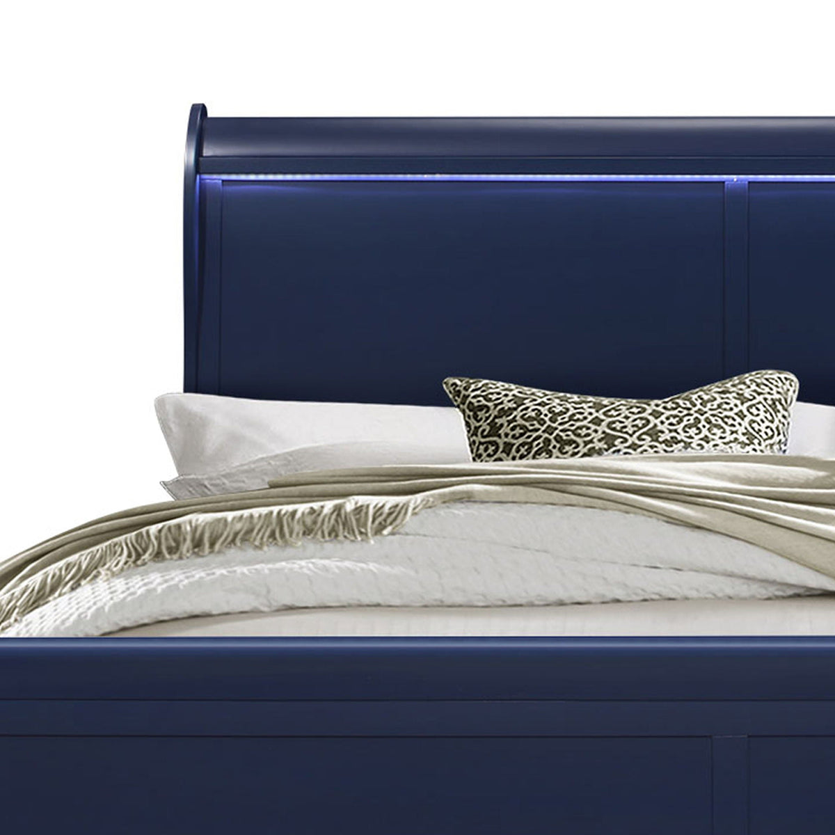 Charlston - Modern Sleigh Design Bed With LED