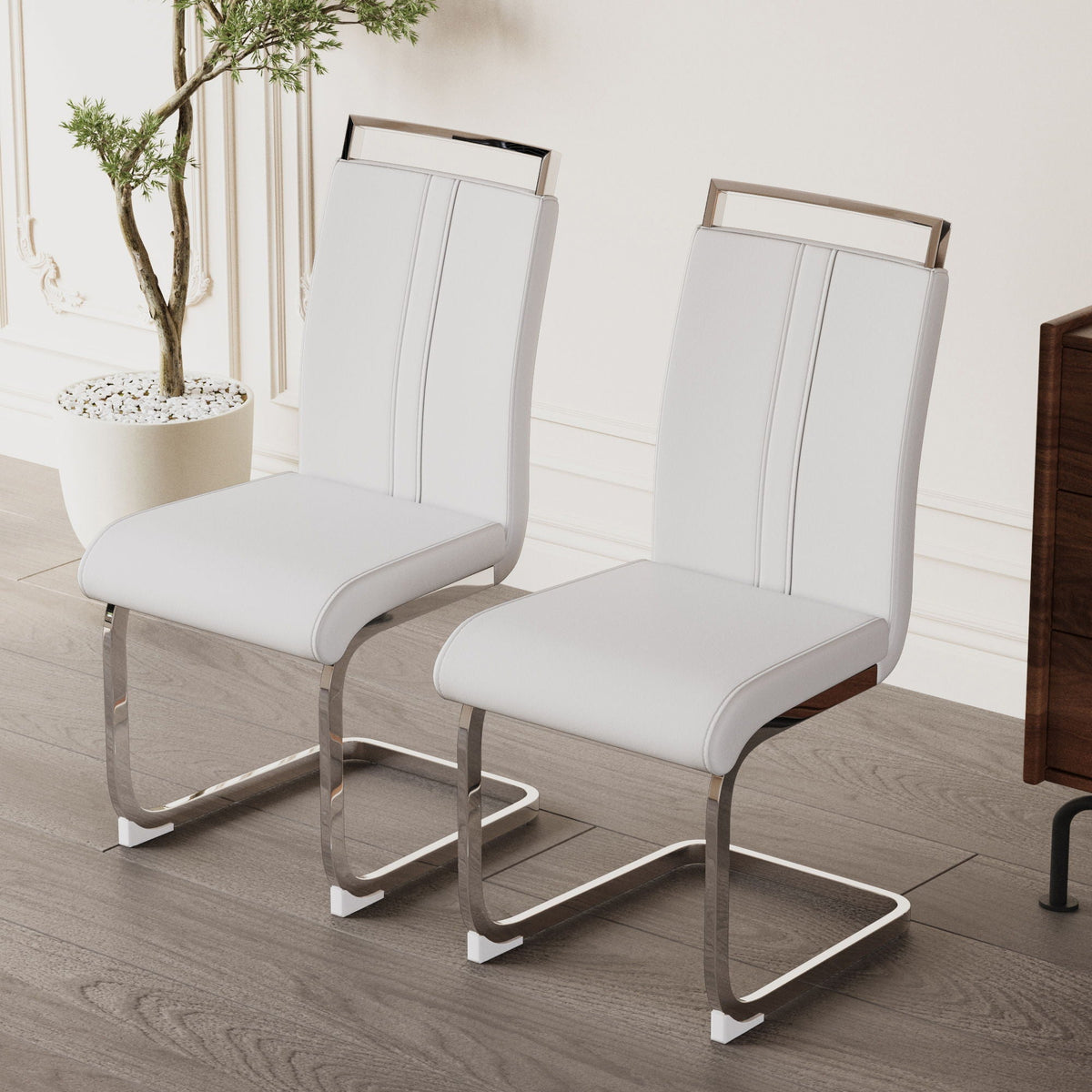 Modern Dining Chairs With Padded Seat, High Back