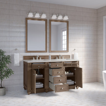 James Martin Bristol 60" Double Bathroom Vanity, Whitewashed Walnut