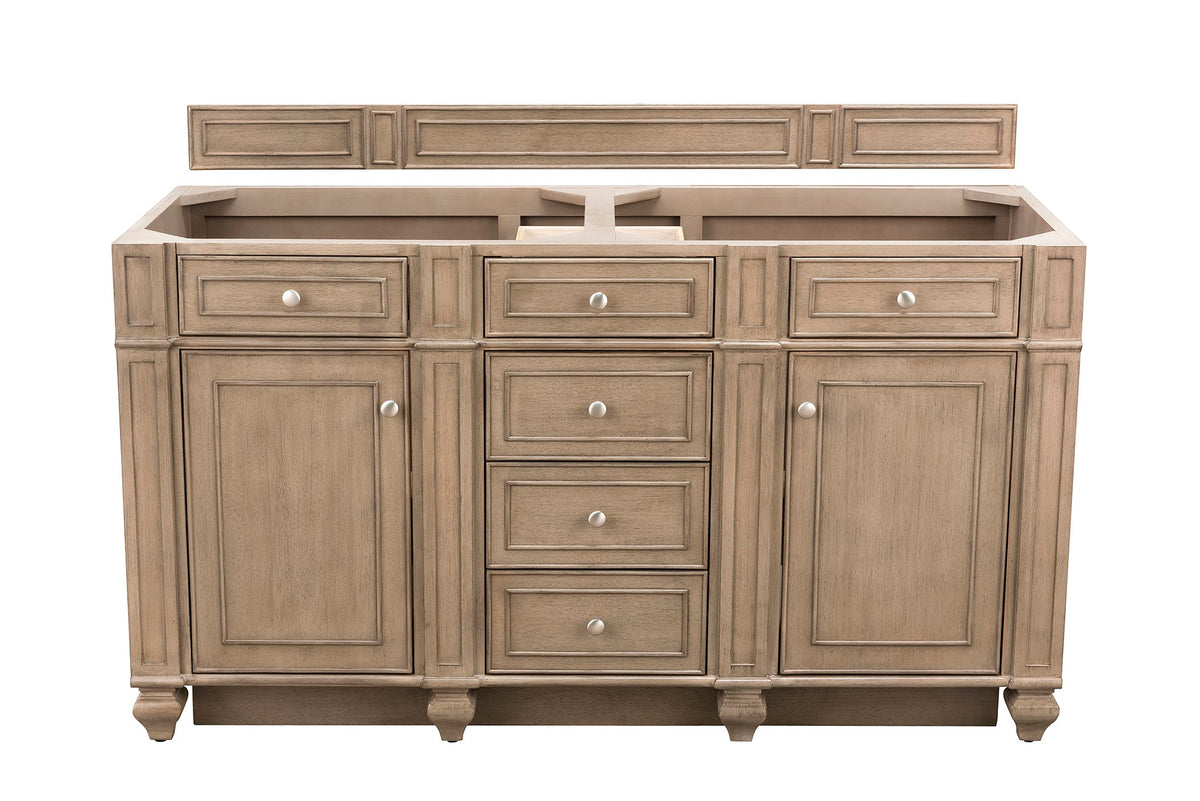 James Martin Bristol 60" Double Bathroom Vanity, Whitewashed Walnut