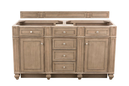 James Martin Bristol 60" Double Bathroom Vanity, Whitewashed Walnut