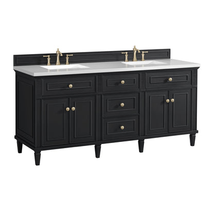 James Martin Lorelai 72" Double Bathroom Vanity, Black Onyx