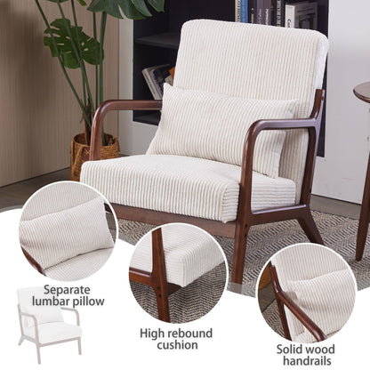 Accent Chair With Pillow And Wood Frame