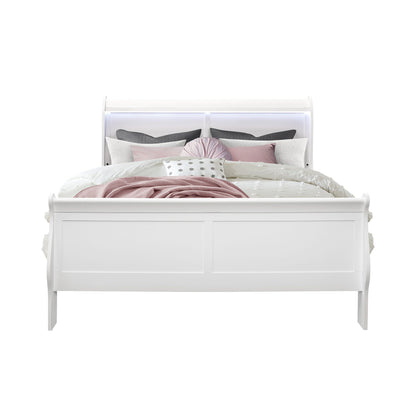 Charlston - Modern Sleigh Design Bed With LED