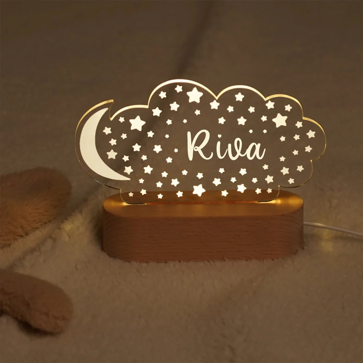 DecorBites™ Baby Kids USB Night Light Personalized Children Name Lamp Custom Nursery Newborn Bedroom Home Decoration Birthday Souvenir Gift