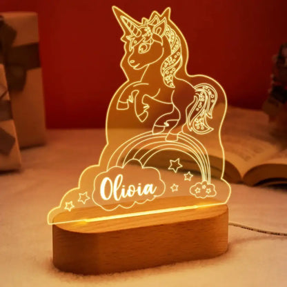 Personalized rainbow usb night light bedroom baby kids lamp