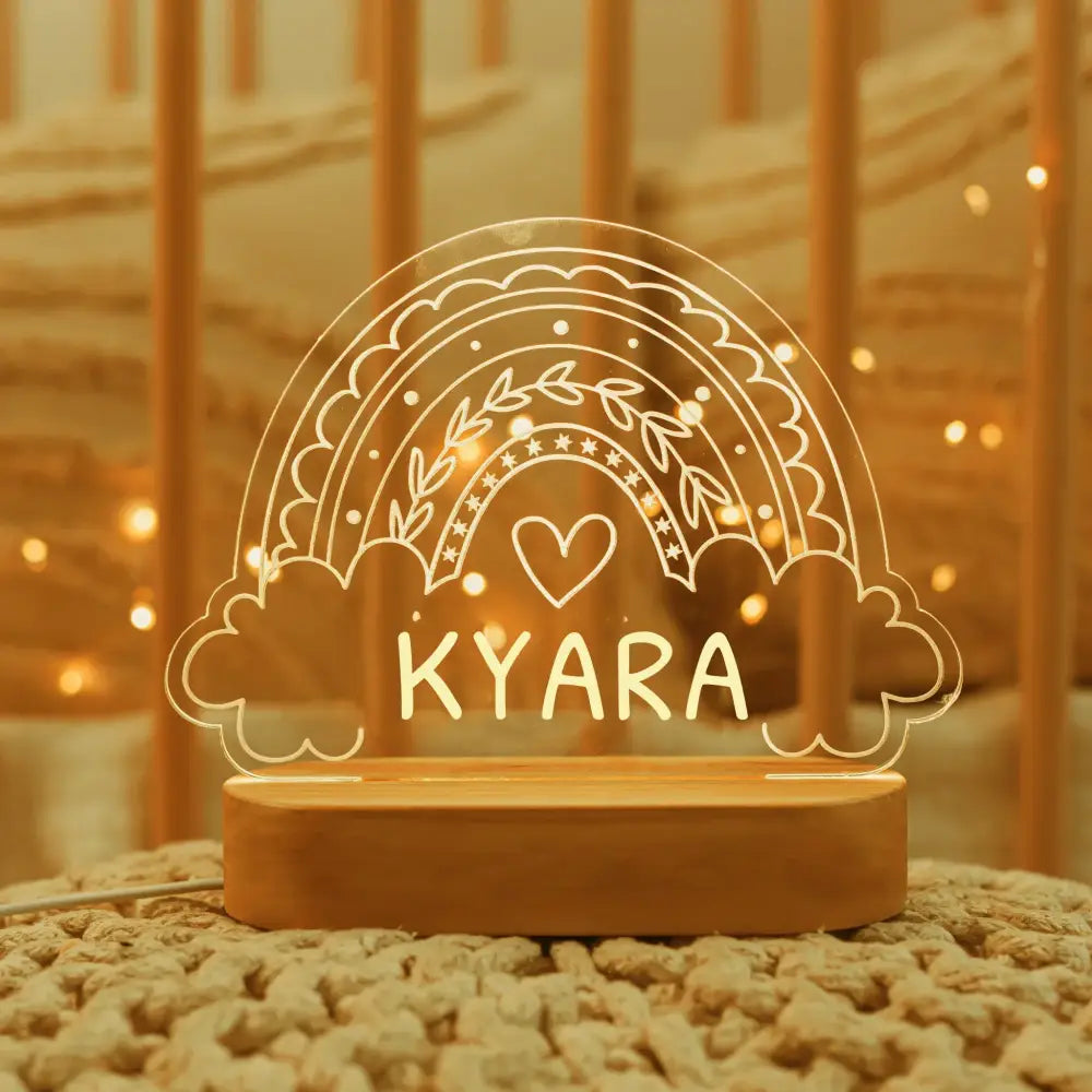 Personalized rainbow usb night light bedroom baby kids lamp