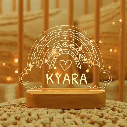 Personalized rainbow usb night light bedroom baby kids lamp